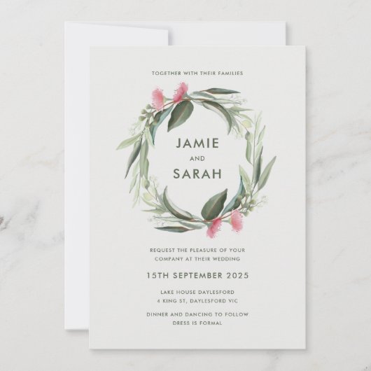 Faire-part de mariage de couronne australienne d'e (Devant)