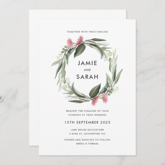 Faire-part de mariage de couronne australienne d'e (Devant / Derrière)