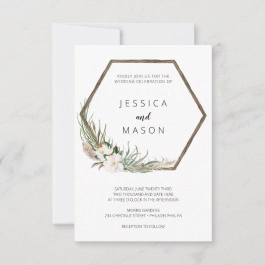 Faire-part de mariage de couronne de Bohême (Devant)