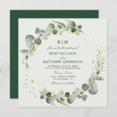 faire-part de mariage de couronne de feuilles euca (Devant / Derrière)