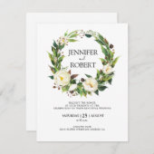 Faire-part de mariage de couronne de fleurs blanch (Devant / Derrière)