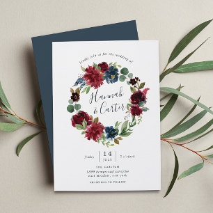 Faire-part de mariage de couronne de fleurs radieu