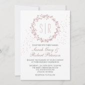 Faire-part de mariage de couronne de fleurs rose r (Devant)