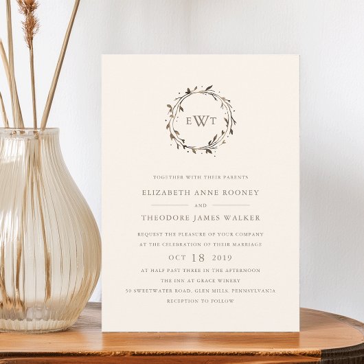 Faire-part de mariage de couronne de monogramme |