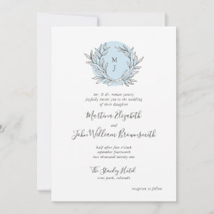 Faire-part de mariage de couronne de monogramme bl