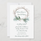 Faire-part de mariage de couronne de pin d'hiver (Devant)