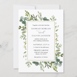 Faire-part de mariage de couronne d'eucalyptus