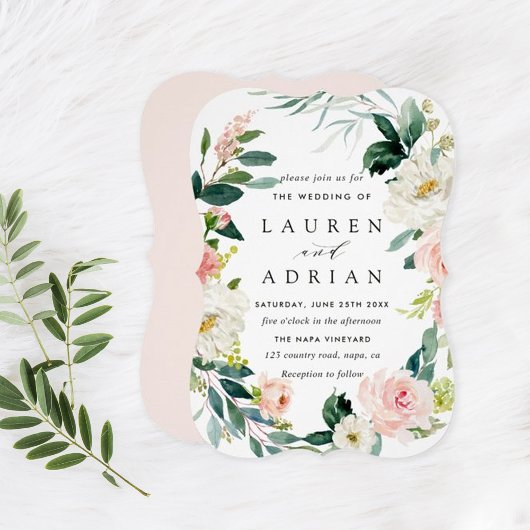 Faire-part de mariage de couronne florale à ressor