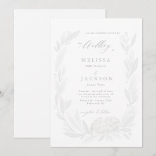 Faire-part de mariage de couronne florale blanche 