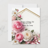 Faire-part de mariage de couronne géométrique Rose (Dos)