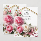 Faire-part de mariage de couronne géométrique Rose (Devant / Derrière)