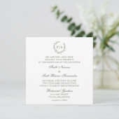 Faire-part de mariage de couronne verte classique (Debout devant)