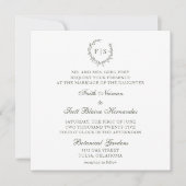 Faire-part de mariage de couronne verte classique (Devant)