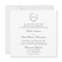 Faire-part de mariage de couronne verte classique