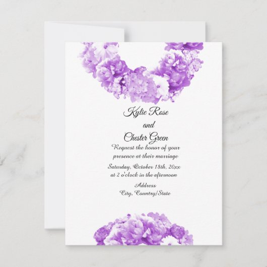 Faire-part de mariage de couronne violette monochr (Devant)