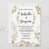 Faire-part de mariage de couronnes de jardin feuil (Devant)