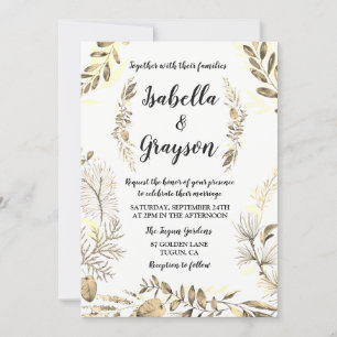 Faire-part de mariage de couronnes de jardin feuil