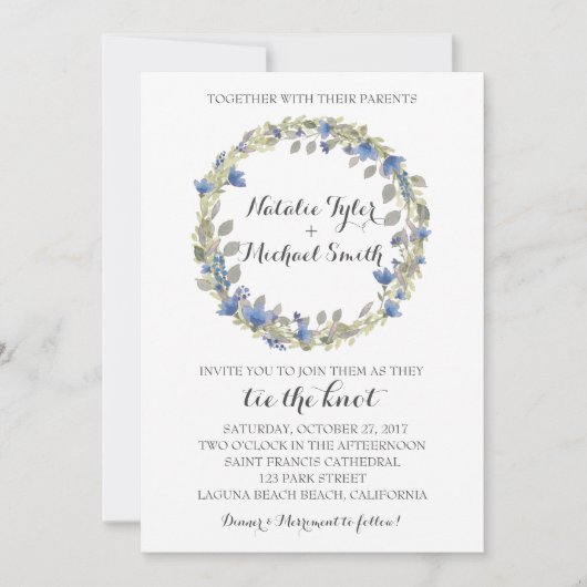 Faire-part de mariage de courroie d'aquarelle flor (Devant)