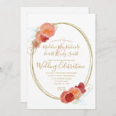 Faire-part de mariage de courroie de fleurs rouge (Devant / Derrière)