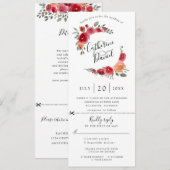 faire-part de mariage de courroie florale aquarell (Devant / Derrière)