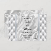 Faire-part de mariage de courtepointe en satin bla (Devant / Derrière)