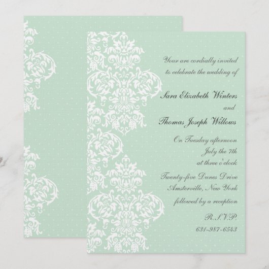 Faire-part de mariage de couverture de dentelle (Devant / Derrière)