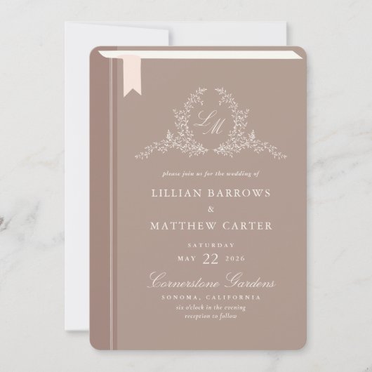 Faire-part de mariage de couverture du livre monog (Devant)