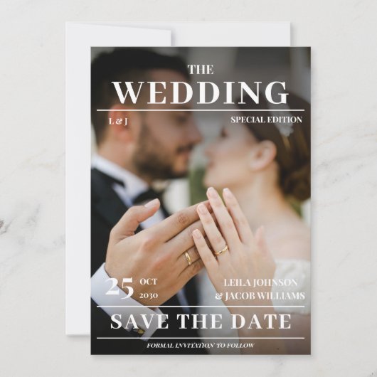 Faire-part de mariage de couverture du magazine ph (Devant)