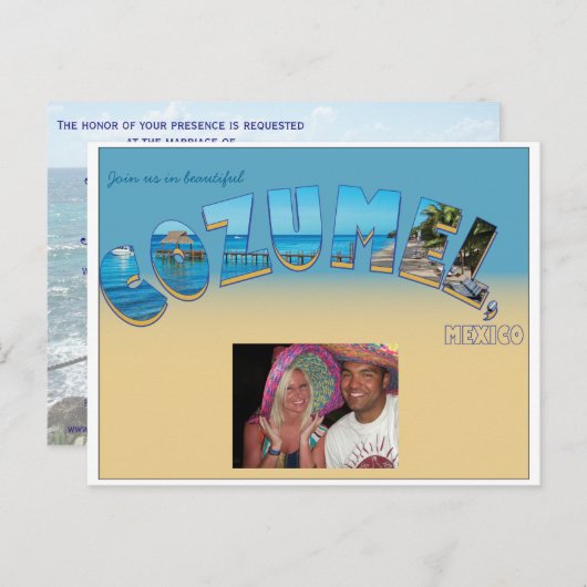 Faire-part de mariage de Cozumel (Devant / Derrière)
