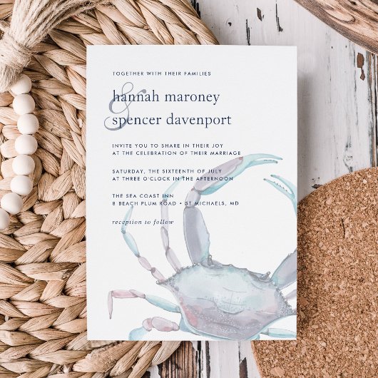 Faire-part de mariage de crabe bleu