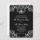 Faire-part de mariage de crâne en dentelle noire (Devant)