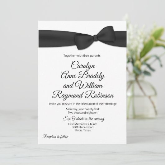 Faire-part de mariage de Cravate Tuxedo Bow (Debout devant)