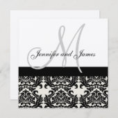 Faire-part de mariage de crème Monogramme noir Dam (Devant / Derrière)