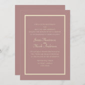 Faire-part de mariage de crème Rose rose moderne (Devant / Derrière)