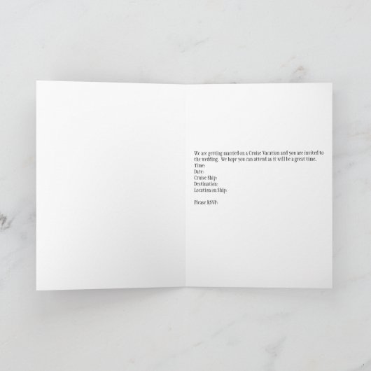 Faire-part de mariage de croisière (Intérieur)