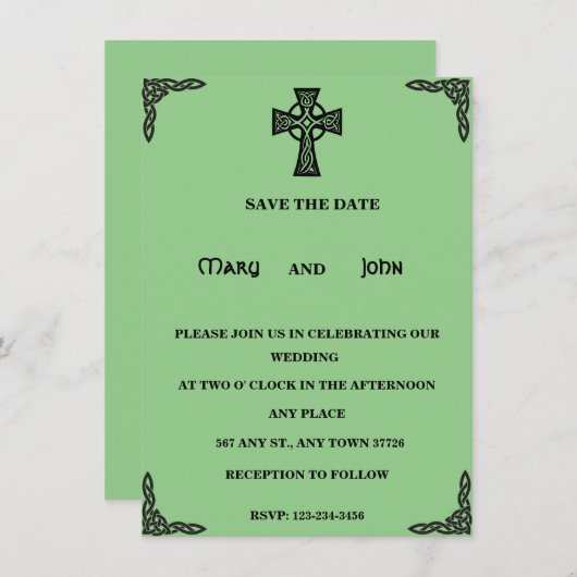 Faire-part de mariage de Croix celtique (Devant / Derrière)