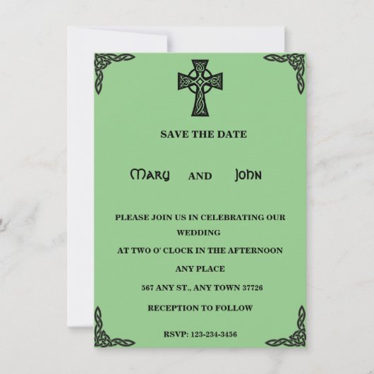 Faire-part de mariage de Croix celtique (Devant)