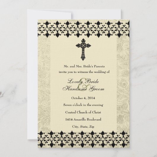 Faire-part de mariage de croix celtique de fer (Devant)