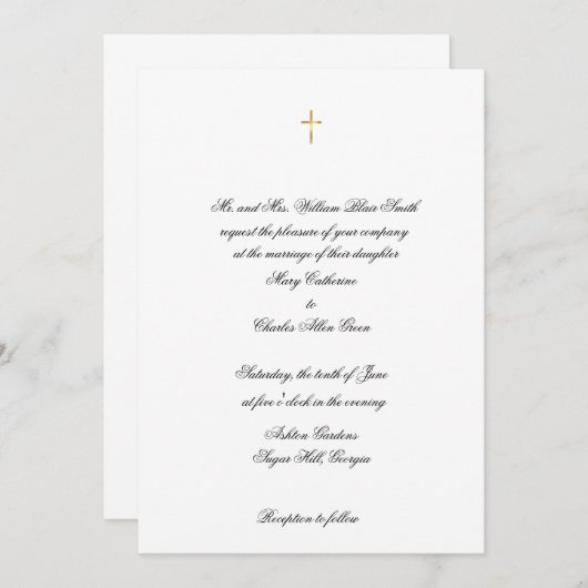 Faire-part de mariage De Croix Élégante, Baptêmes, (Devant / Derrière)