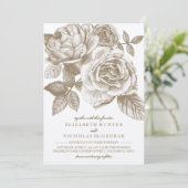 Faire-part de mariage de croquis Rose à Sepia (Debout devant)