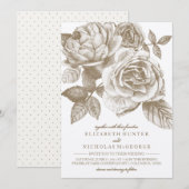 Faire-part de mariage de croquis Rose à Sepia (Devant / Derrière)