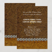 Faire-part de mariage de cuir de brun de cowboy de (Devant / Derrière)