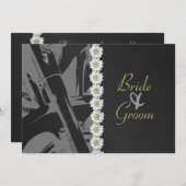 Faire-part de mariage de cuir et de marguerites (Devant / Derrière)