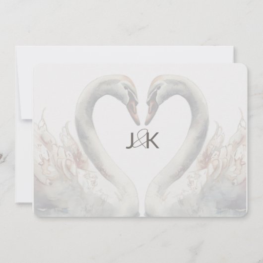 Faire-part de mariage de cygnes romantiques (Dos)