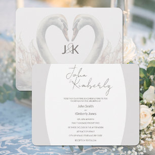 Faire-part de mariage de cygnes romantiques