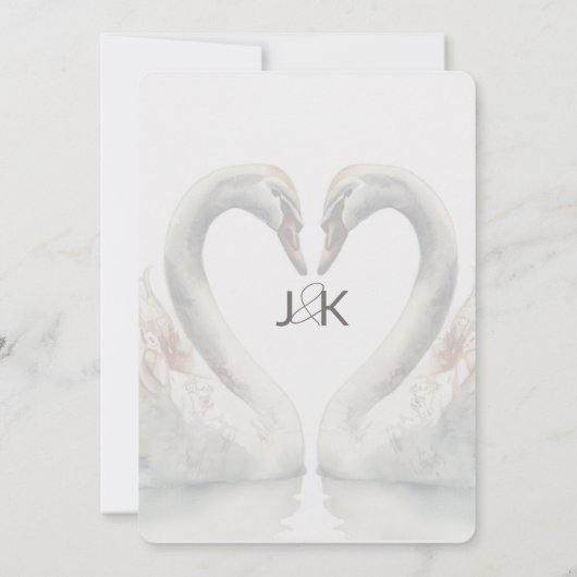 Faire-part de mariage de cygnes romantiques (Dos)