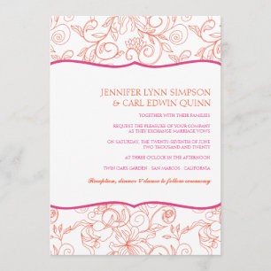 Faire-part de mariage de Dalia (orange et Fuschia)