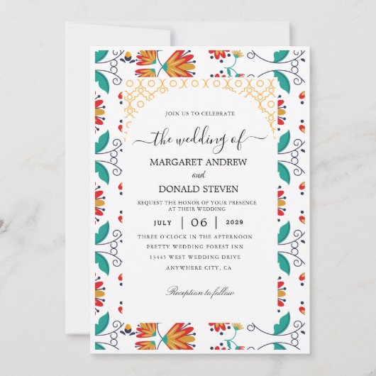 Faire-part de mariage de décoration indienne (Devant)