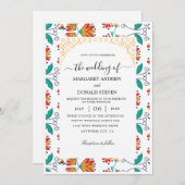 Faire-part de mariage de décoration indienne (Devant / Derrière)