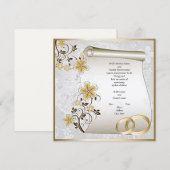 Faire-part de mariage de défilement de fleurs (Devant / Derrière)